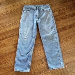 Vintage Worn Carhartt Insulated Jeans 36x30 Work Trashed Holes Lined B155 Relax